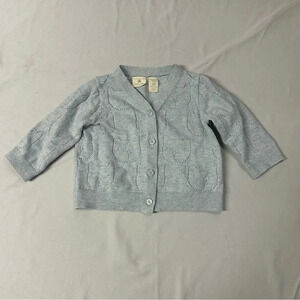 GAP - long sleeve button down cardigan sweater - cat design. size 3-6 months